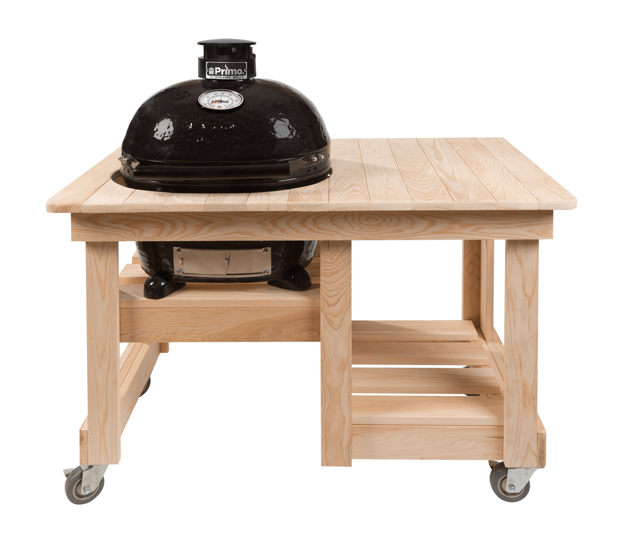 The Primo Counter Top Table Ready to Finish Cypress for Oval 200 (4 wheels: 45.5" W - 26.75" D - 32" H), Ceramic Feet Included