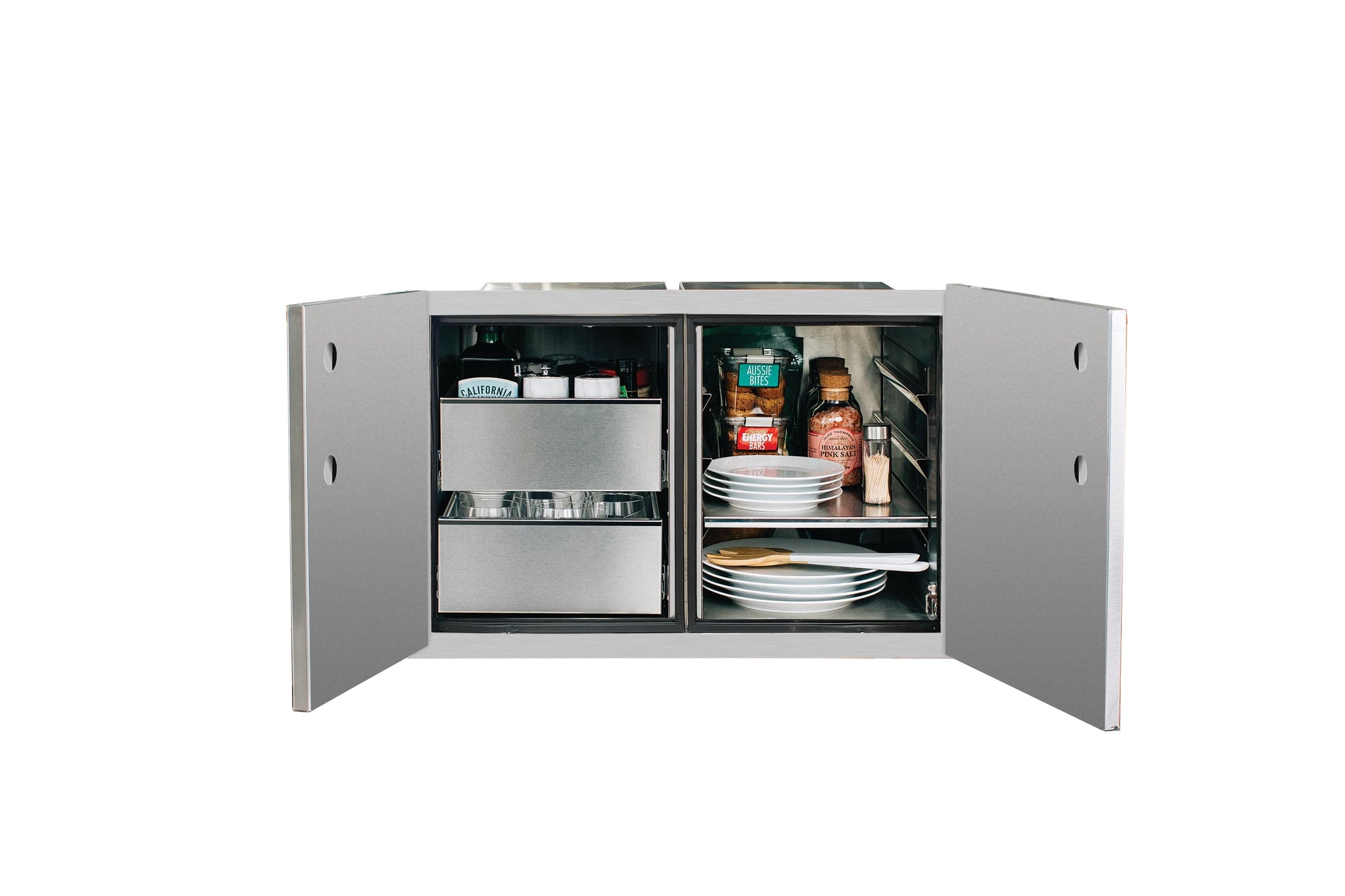 36" 2-Drawer Dry Storage Pantry & Enclosed Cabinet Combo